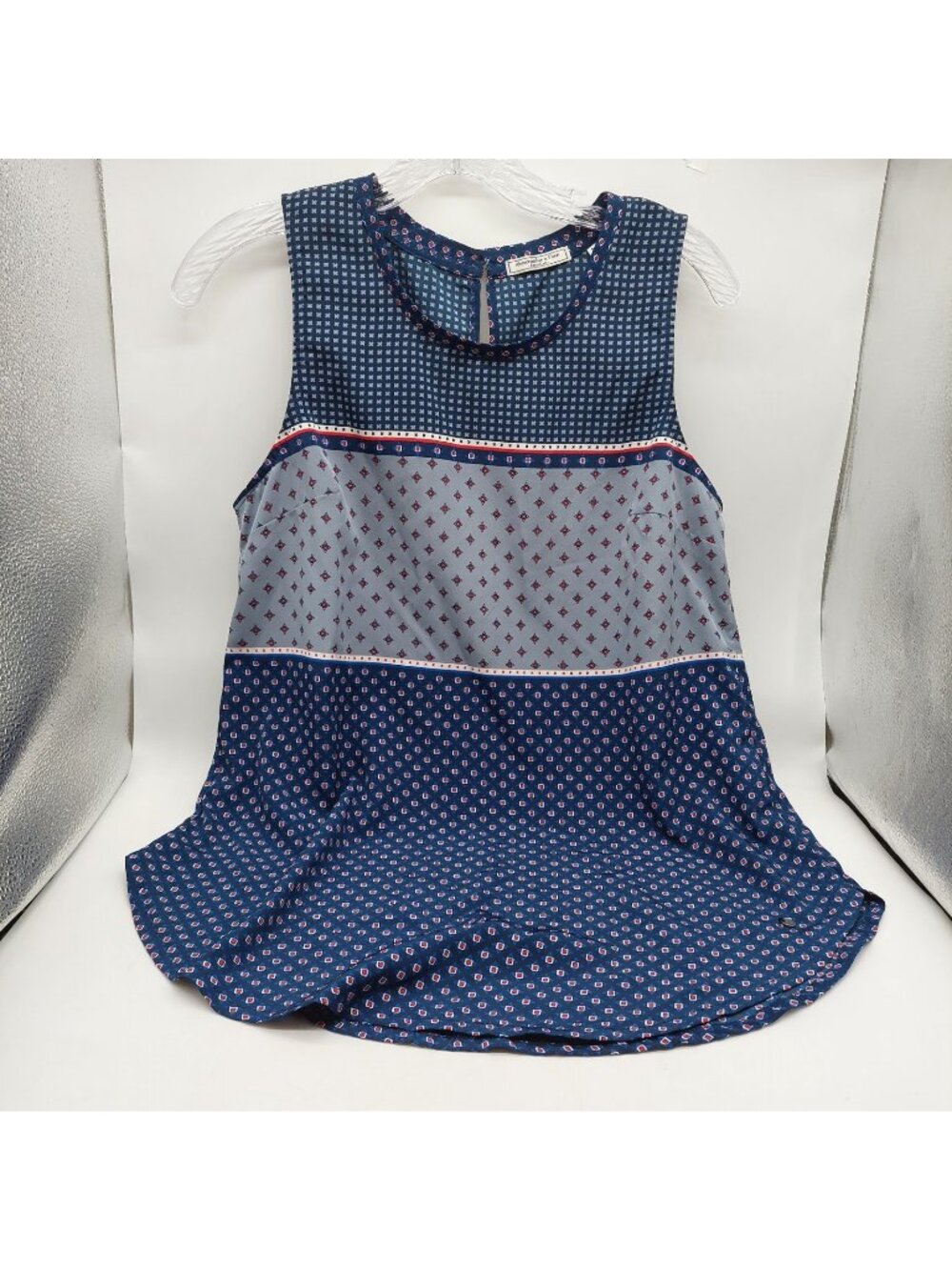Abercrombie & Fitch Tank Top Size Medium Blue Geometric Shirt Sleeveless Y2k